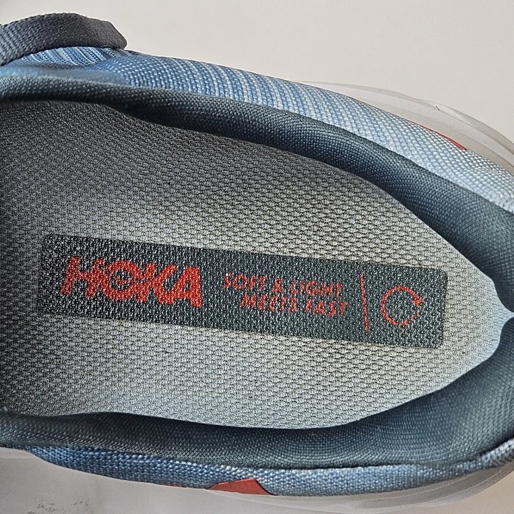 HOKA One One Rincon 3 Trail Shoe Mens 10 D, Blue Orange White Sneaker Walking - Picture 9 of 14